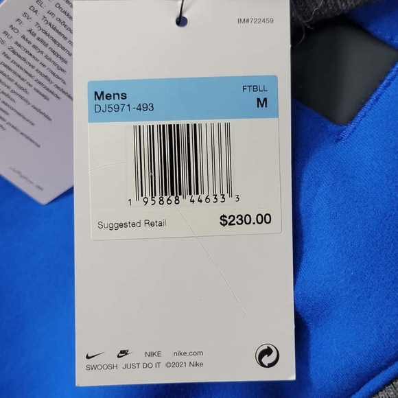 Nike Letterman Football Bomber Jacket Blue Gray DJ5971-493 Men’s Size Medium New - Picture 5 of 8